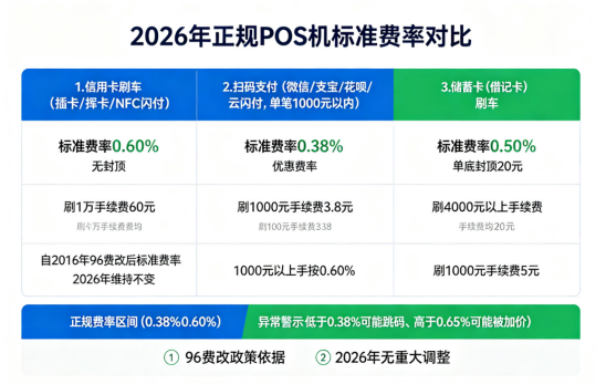 正规POS机标准费率